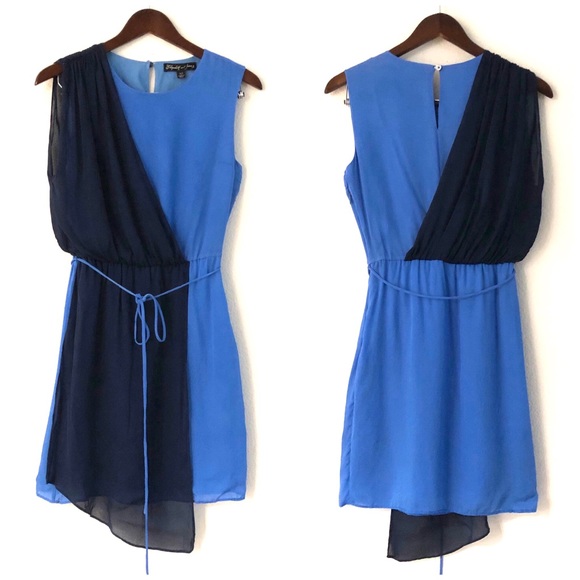 Elizabeth and James Silk Colorblock Draped Dress - Picture 5 of 8